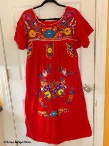 1970s Mexican Puebla Dress - Red