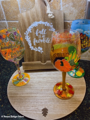 My final touch is always adding my Designs by Lolita wine glasses based on the holiday theme. These makes me happy!