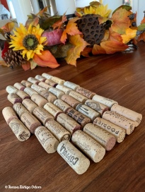 Line up the corks to make sure they are all about the same size